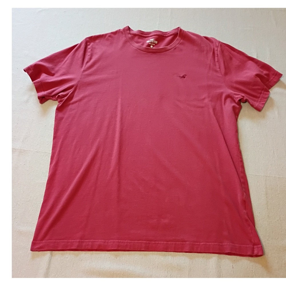 Hollister Mens Red Short Sleeve Crewneck 100% Cotton Seagull Logo T-Shirt Large
